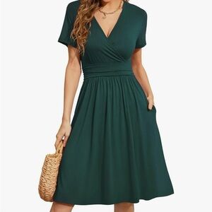 Chic Forest Green Midi Dress